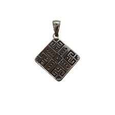 Ciondolo argento sterling motivo ricamo bulgaro simbolo popolare fatto a mano 925