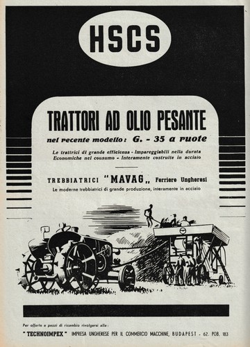 Pubblicita 1952 trattore hscs - trattore,