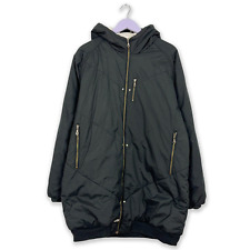 Giubbotto Adidas Vintage nero anni 2000 lungo con zip e cappuccio - Taglia M/L u