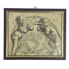 ANTICO QUADRO OPERA raffigurazione GIOCHI PUTTI in Cornice Iconografia Barocco