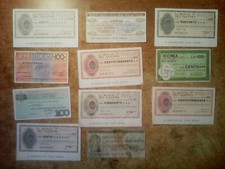 BLOCCO DI 10 BELLISSIMI ' MINIASSEGNI ' ( BANCA DEL SALENTO, CREDITO ITALIANO..