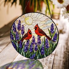 due cardinali con lavanda