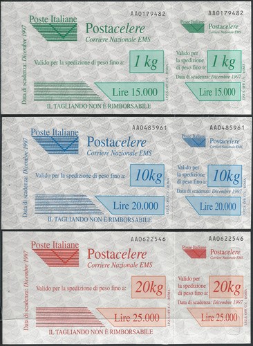 1997 italia postacelere - postacelere, 3v