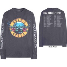 Maglietta a maniche lunghe Guns N Roses ""Hollywood - US Tour 1991"" grigio antracite - NUOVA