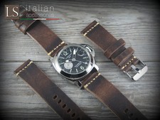 Cinturino orologio 22 24 vera pelle italiana CUOIO VINTAGE LARGE ban marrone scuro