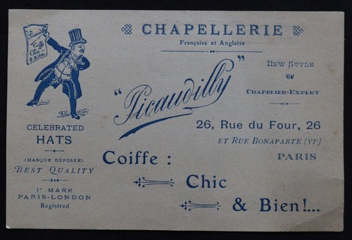 Carte visite chapellerie - carte,
