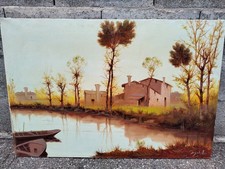 Olio Su Tela Francesco Schiller 90 X 60 Cm