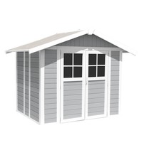 CASETTA DA GIARDINO IN PVC GROSFILLEX "DECO 5" GRIGIO E BIANCO 295X261X236 CM...