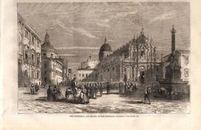 Stampa antica CATANIA CATTEDRALE e FONTANA DELL'ELEFANTE 1860 Antique print