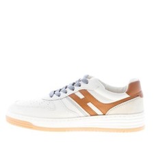 Hogan scarpe donna Sneaker H630 Basket pelle bianco latte e marrone