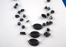 echtstein COLLANA COLLIER ONICE o quarzo rosa con perle in vetro