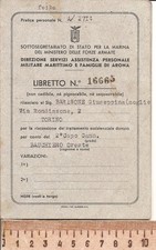 RSI Marina Nazionale Repubblicana 1944-45 Libretto Assistenza Familiari Militari
