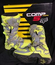 STIVALI MOTO CROSS ENDURO FOX RACING COMP 5 BOOTS YOUTH GREY YELLOW 7Y-TG 40 