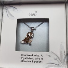 Collana con ciondolo gufo marrone intuitiva e saggia nuova regalo