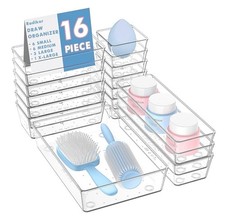 Radikor Organizer 16 Pezzi, Contenitori per cassetti in Plastica Trasparenti