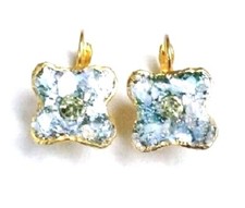 Orecchini Romani Vetro Antichi Frammenti Antichi 200 a.C. Patina Bluastra Placcato Oro