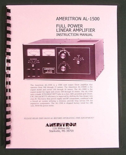 Ameritron 1500 manuale - al-1500,
