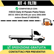 Kit 4 Filtri Tagliando per IVECO Daily III Pianale Piatto/Telaio 35C12- 35S12...