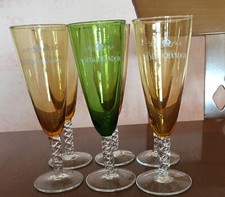 Moet & Chandon originale Set 6 Bicchieri Flute. Vetro soffiato ambrato e Verde