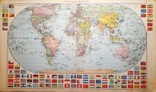 PLANISFERO E BANDIERE DEL MONDO Carta geografica del 1960 De Agostini
