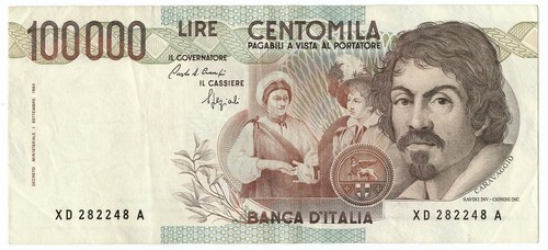 100000 lire caravaggio - lire,
