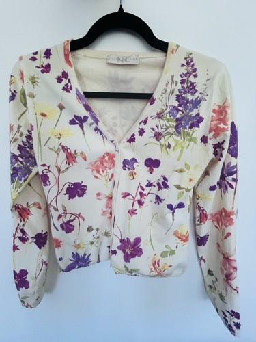 Cardigan panna floreale scollo