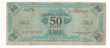 50 AM LIRE SERIE 1943 A BILINGUE OCCUPAZIONE AMERICANA  F.L.C