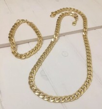 Collana e bracciale unisex maglia stretta hip hop rapper trapper fashion oro new