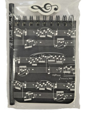 Kit Regalo Tema Musicale 1 Block Notes 1 Matita 1 Gomma Natale Blocco Note Nero