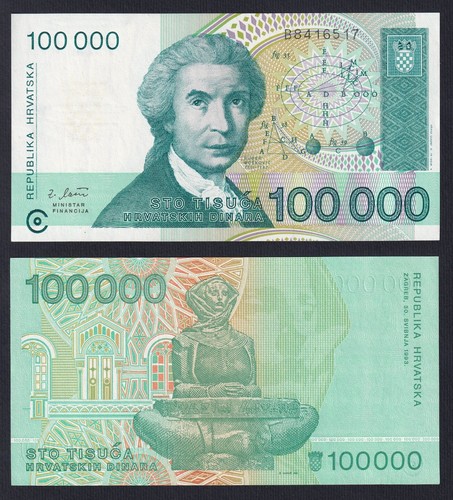 Banconota croazia 100000 - banconota,