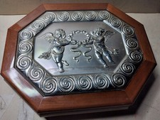 GRANDE PORTAGIOIE MUSICALE CON CARILLON VINTAGE IN LEGNO DI NOCE ANNI 70