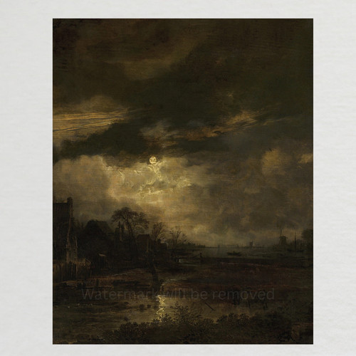 Dipinto paesaggio notturno