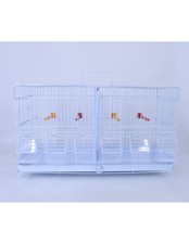 Gabbia Cova Allevamento Uccelli con Divisorio Posatoi Mangiatoie Griglia Vassoio