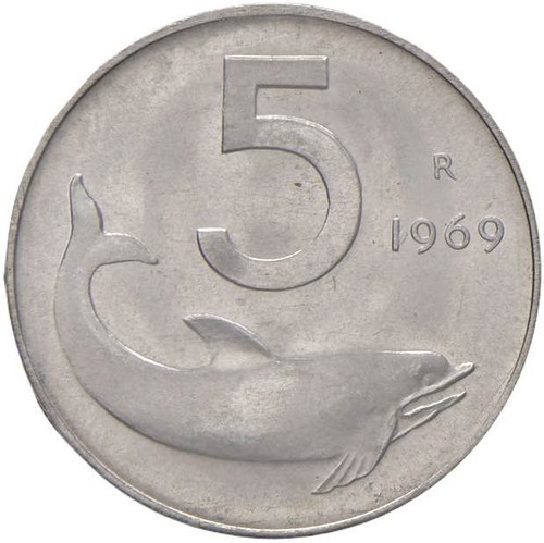 Lire 1969 delfino e timone - -,