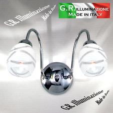 APPLIQUE MODERNA CROMATA 2 LUCI LAMPADA DA PARETE CROMO SALOTTO CUCINA BAGNO Mia