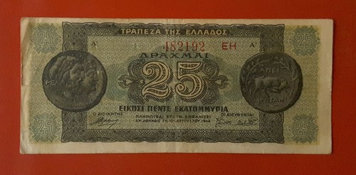 Banconota 25000000 dracme - banconota, 1944