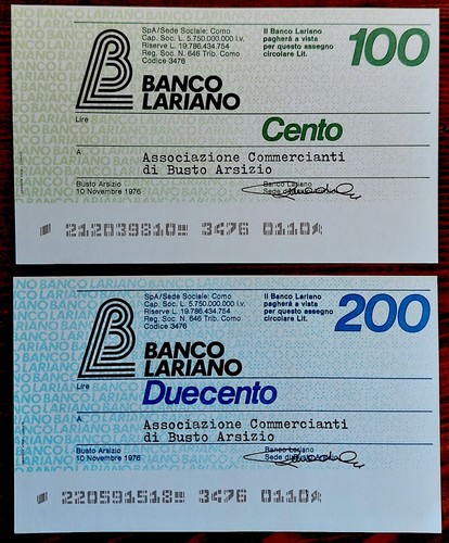 Mini assegno banco lariano 100 - mini,