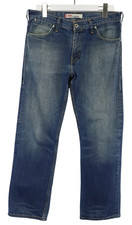 Levi's 506 Jeans Uomo W34 Effetto Sbiadito Whiskers Con Zip Blu Dritti