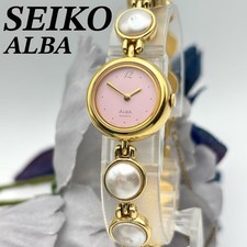 Orologio da polso Seiko ALBA accento perla braccialetto oro rotondo orologio ...