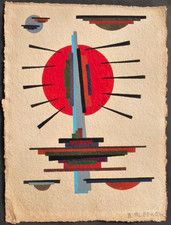 Avanguardia russa SUPREMATISMO guazzo XX secolo firmato Boris ALEPKOV