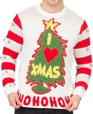 I Love Xmas HOHOHO Maglione di Natale Brutto Illumina LED e Campane (S - 5XL)
