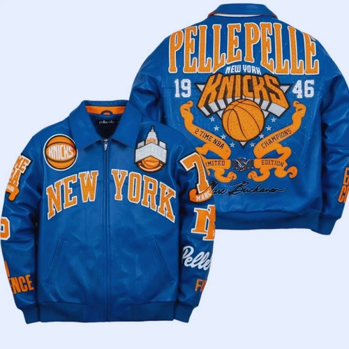 Giacca knicks pelle blu - pelle,