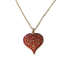 Collana Vintage MMA Oro Smalto Rosso Ciondolo Vecchio Mondo Islamico Niello 18kt GF 