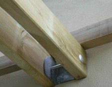 Staffa per listoni paralleli da 9/12 cm. per ancoraggio pergole addossate