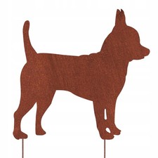 Statua cane chihuahua corten decorazione giardino regalo