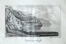 1840 Veduta di AMALFI Salerno rame da Storia del Regno di Napoli di M. Nugnes