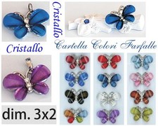 SET N.10 PENDENTE-CIONDOLO FARFALLA CRISTALLO Cm.3x2 BOMBONIERA in COLORI MISTI
