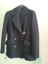 FAY donna Peacoat Cappotto giaccone doppiopetto Lana Cashmere L blu