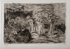 Marius Alexander Jacques Bauer (1867-1932) Turkish Funeral 1889 Signed Etching