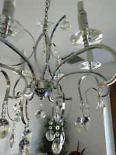 Lampadario 6 luci moderno elegante cristalli acciaio pendenti chandelier 60cm 
